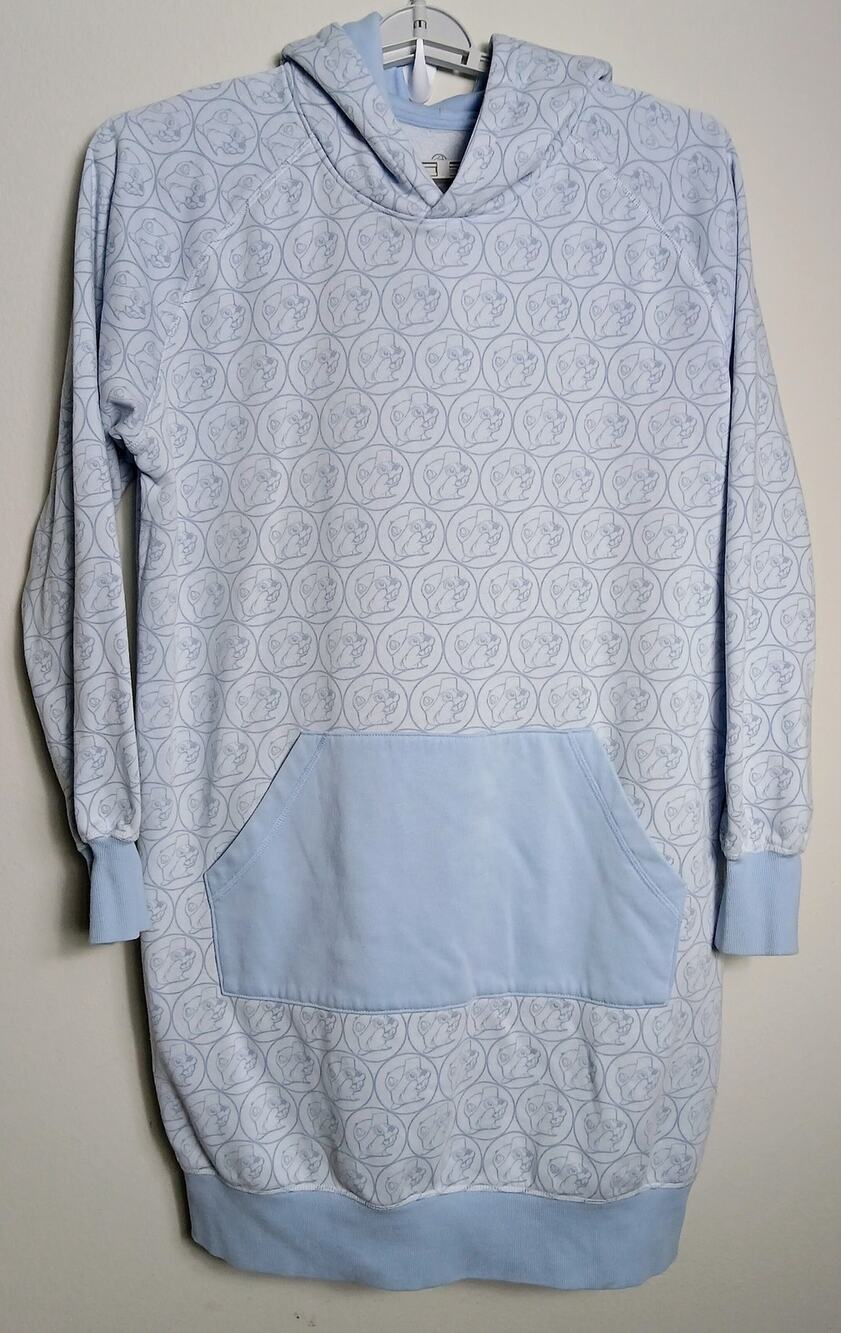 Buc-ee's Oversized Sleep Hoodie Dress Light Blue All-Over Print Lounger